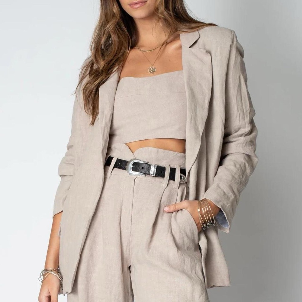 Stillwater The Linen Blazer Sand 100% Linen Small